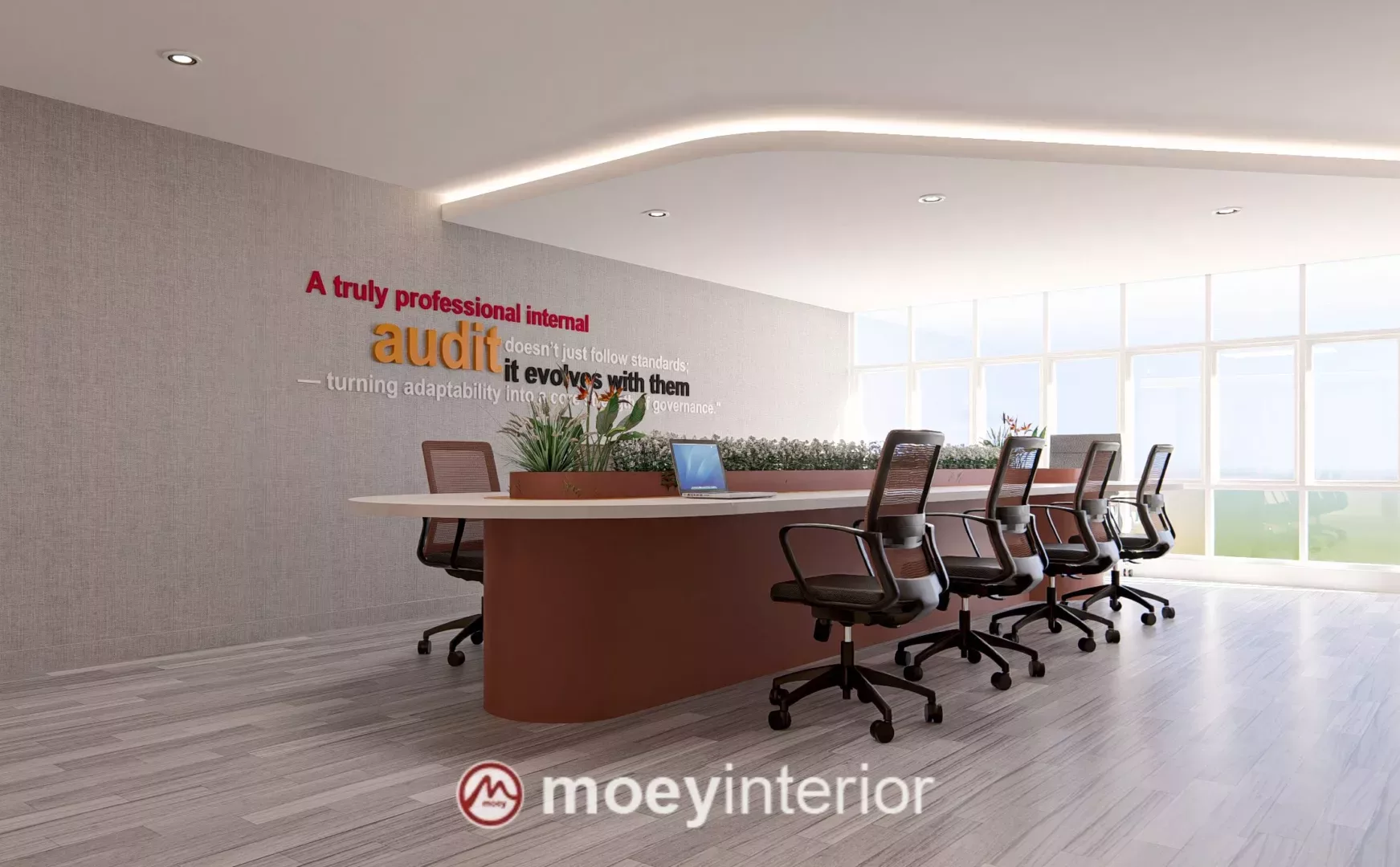 Open Office Lantai 5 – Workstation modern dengan biophilic design