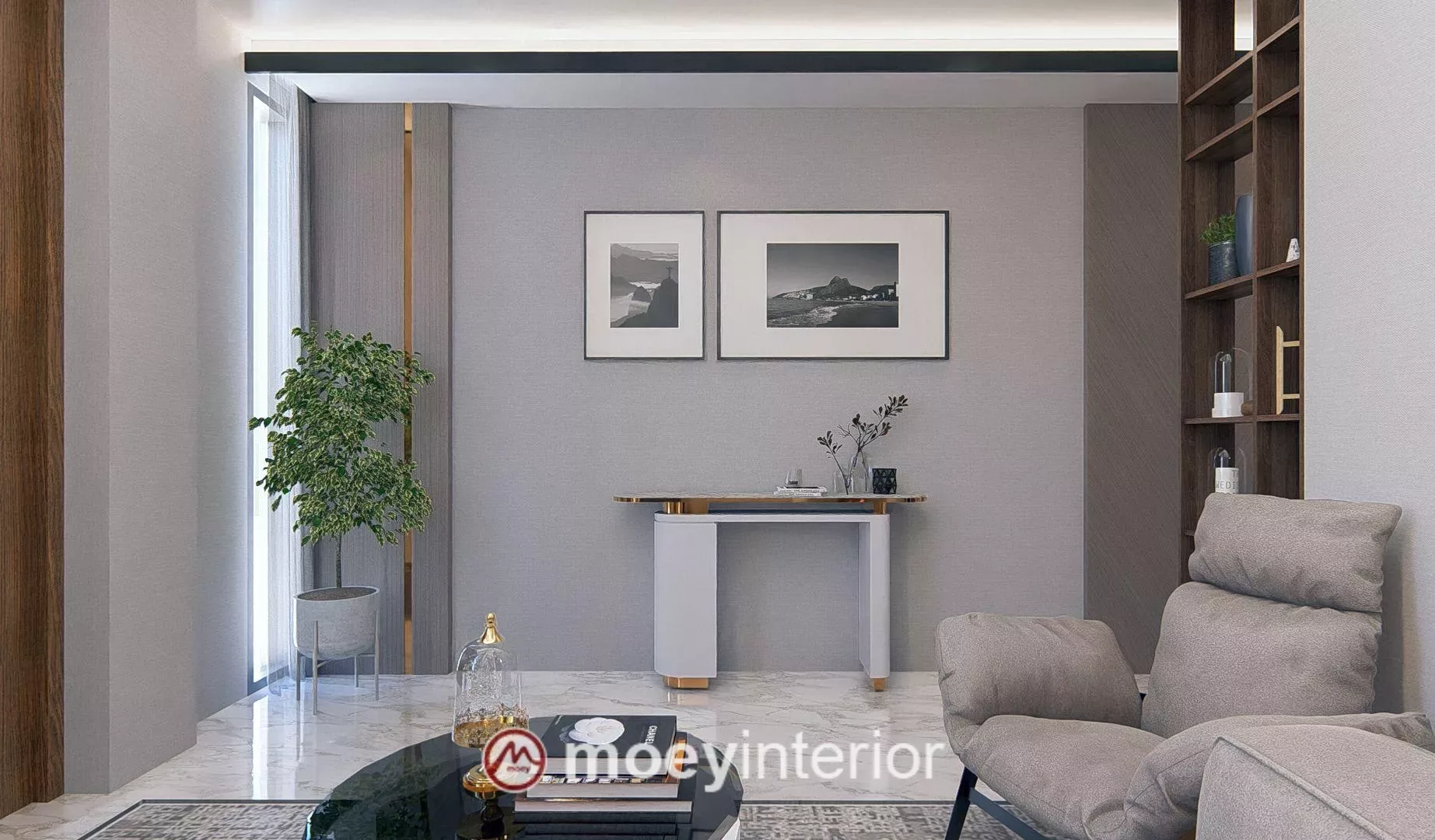 Ruang tengah Bu Maya Enchante – open plan living