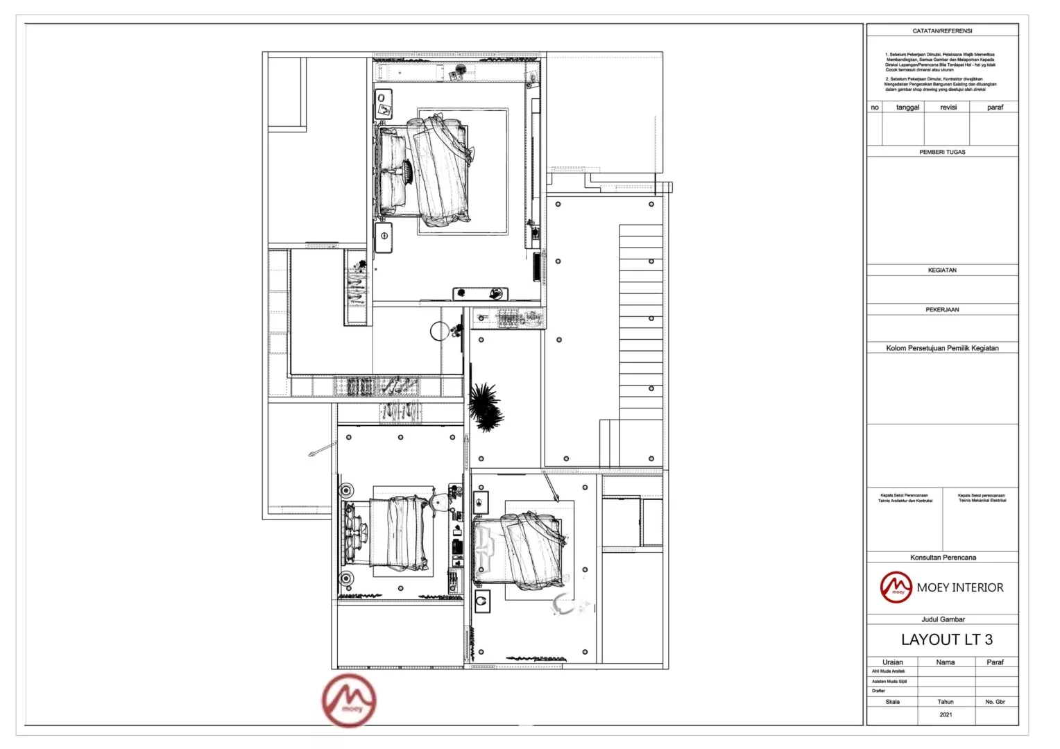 Top view desain interior Bu Maya Enchante